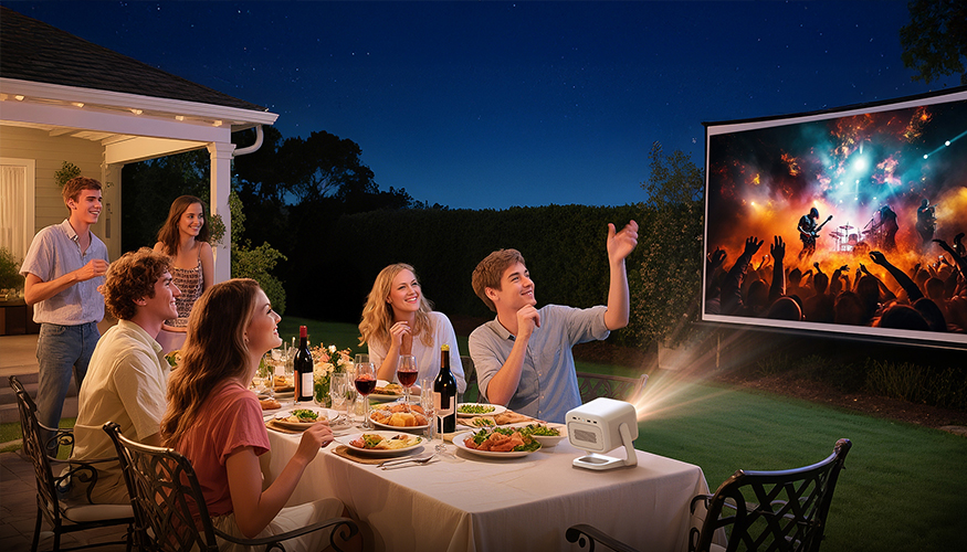 BYINTEK MAGIC Series portable projector for outdoor movie night garden entertainment and lifestyle use